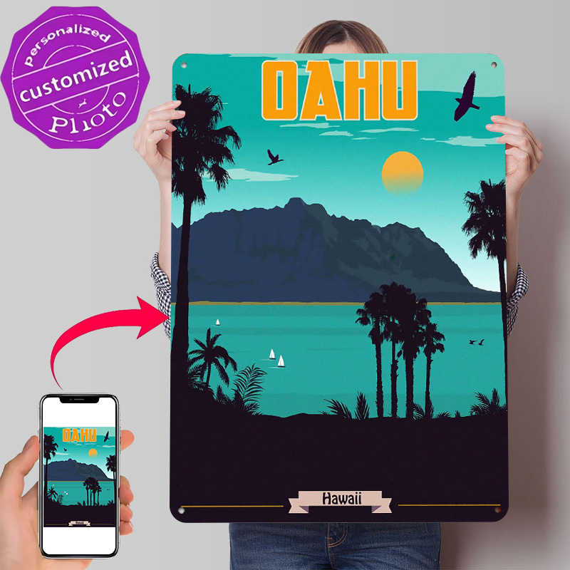 Travel Accessories Hawaii - Металлическая винтажная табличка с 3D-текстурой и